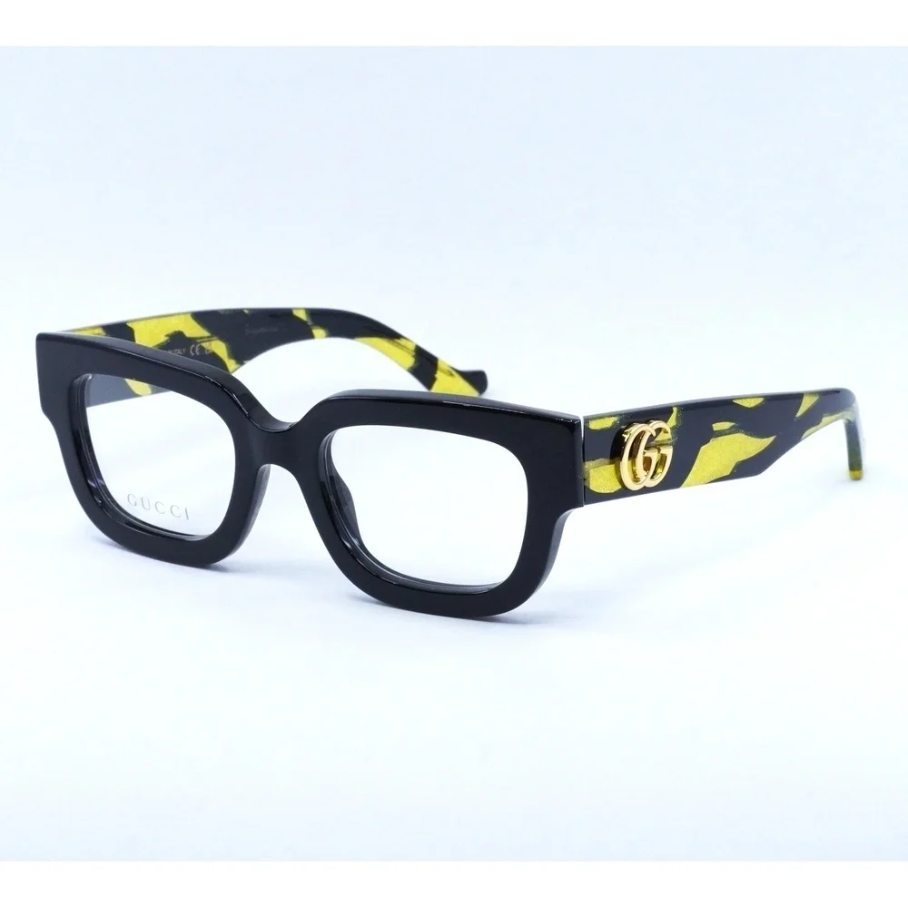 NWT Gucci GG1548O Black-Black Rectangle 52mm Eyeglasses